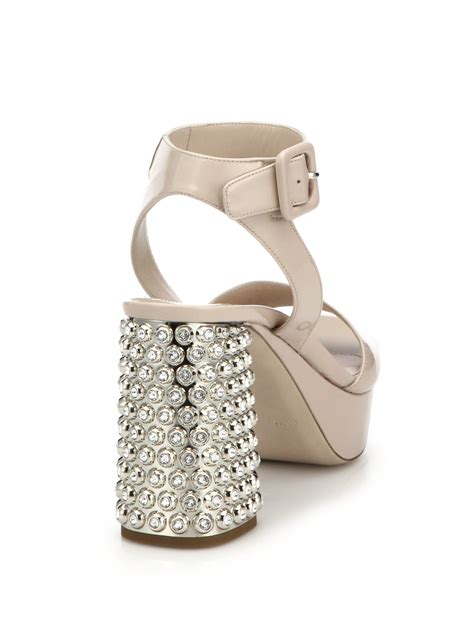 miu miu crystal heel platform sandal